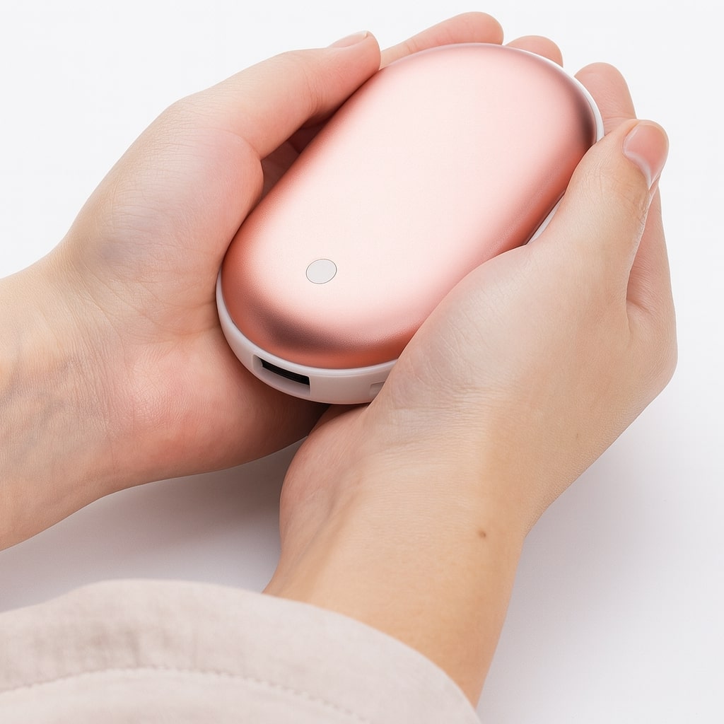 Calentador de manos recargable con batería externa: calor de doble cara, 3 ajustes de temperatura, carga USB para iPhone y Android