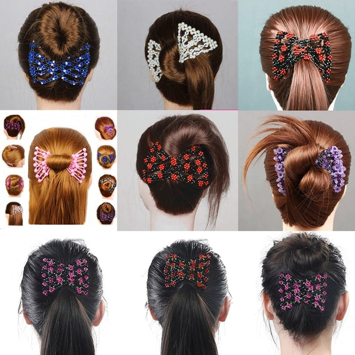Handmade Beaded Hair Comb Stretchable Magic Hair Clip For Secure Pain- Styling