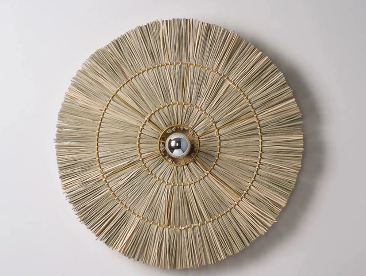 Handgeweven Wandlamp – Natuurlijk Bruine Rotan Wandmontage voor Slaapkamer, Hal of Woonruimte – 16", 24" of 32" Ronde Vorm | Thomler