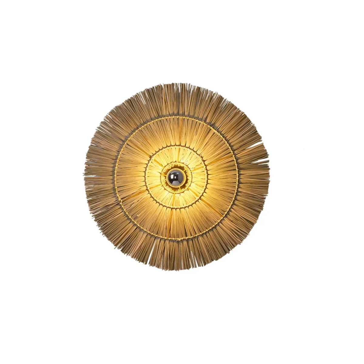 Handgeweven Wandlamp – Natuurlijk Bruine Rotan Wandmontage voor Slaapkamer, Hal of Woonruimte – 16", 24" of 32" Ronde Vorm | Thomler
