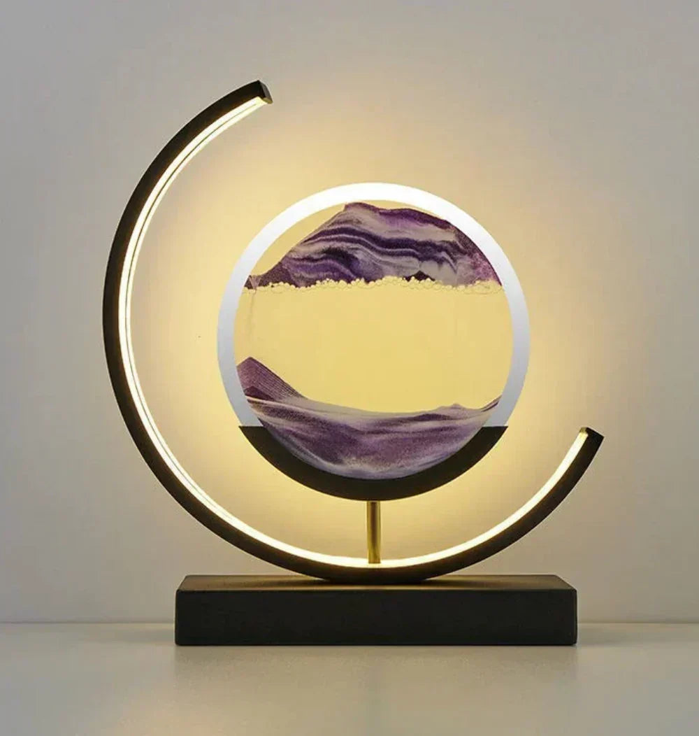 Illuminated Sand Art Table Lamp with Dual Color Glow for Bedroom Nightstand Desk Home Office Living Room Ambient Lighting Decor