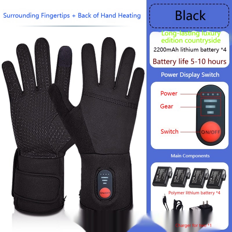 Battery-Powered Winter Gloves with 3-Level Heating & Phone-Touch Fingertips for Cold Weather