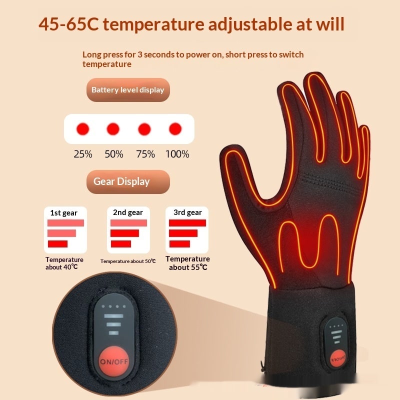 Battery-Powered Winter Gloves with 3-Level Heating & Phone-Touch Fingertips for Cold Weather