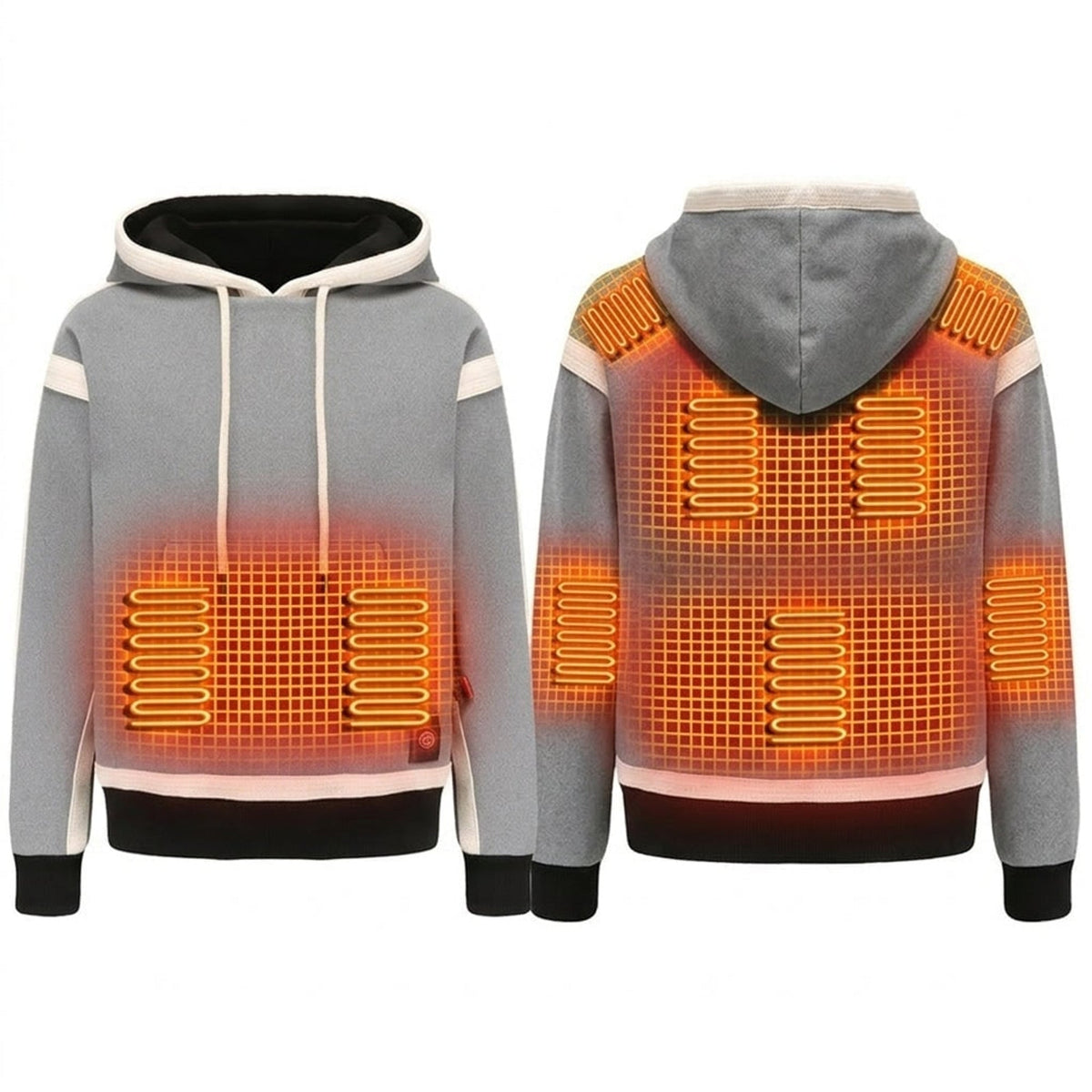 Elektrische verwarmde hoodie voor dames, USB-gevoede trui met ingebouwde warmte en geïntegreerde aan/uit-knop
