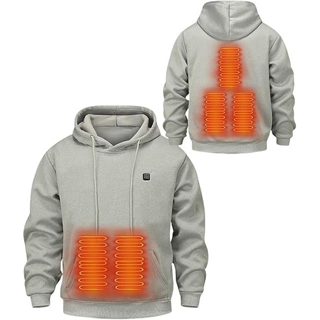 USB-Powered Heated Hoodie with Full Zip, Drawstring Hood & Adjustable Heat Zones for Winter Warmth