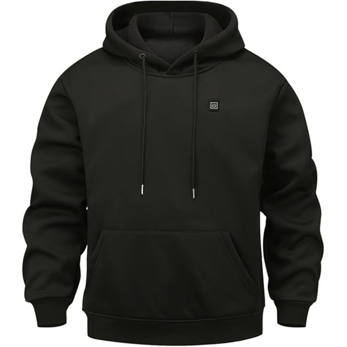 USB-Powered Heated Hoodie with Full Zip, Drawstring Hood & Adjustable Heat Zones for Winter Warmth