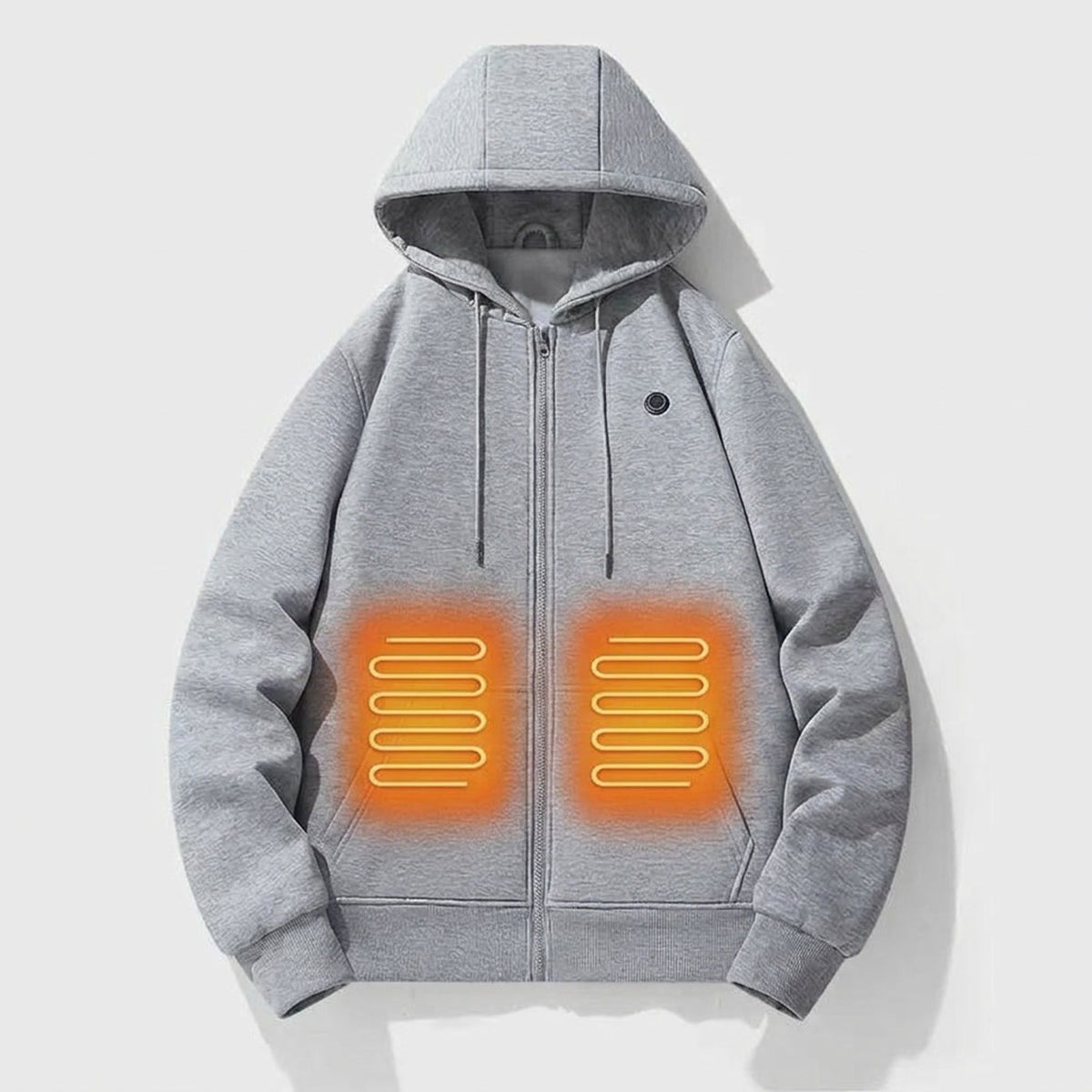 Sudadera con cremallera y calefacción integrada que te mantiene caliente sin añadir volumen