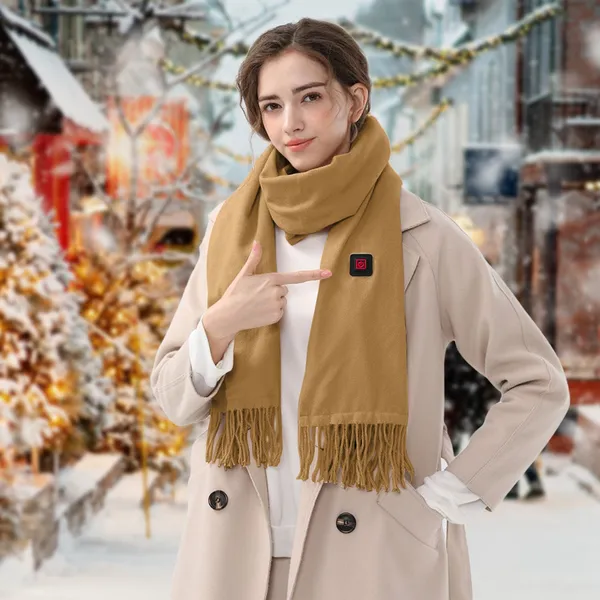 USB Heated Neck Scarf – Adjustable Temperature Fleece Winter Wrap for Men & Women