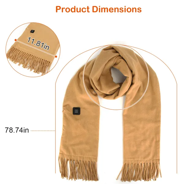 USB Heated Neck Scarf – Adjustable Temperature Fleece Winter Wrap for Men & Women