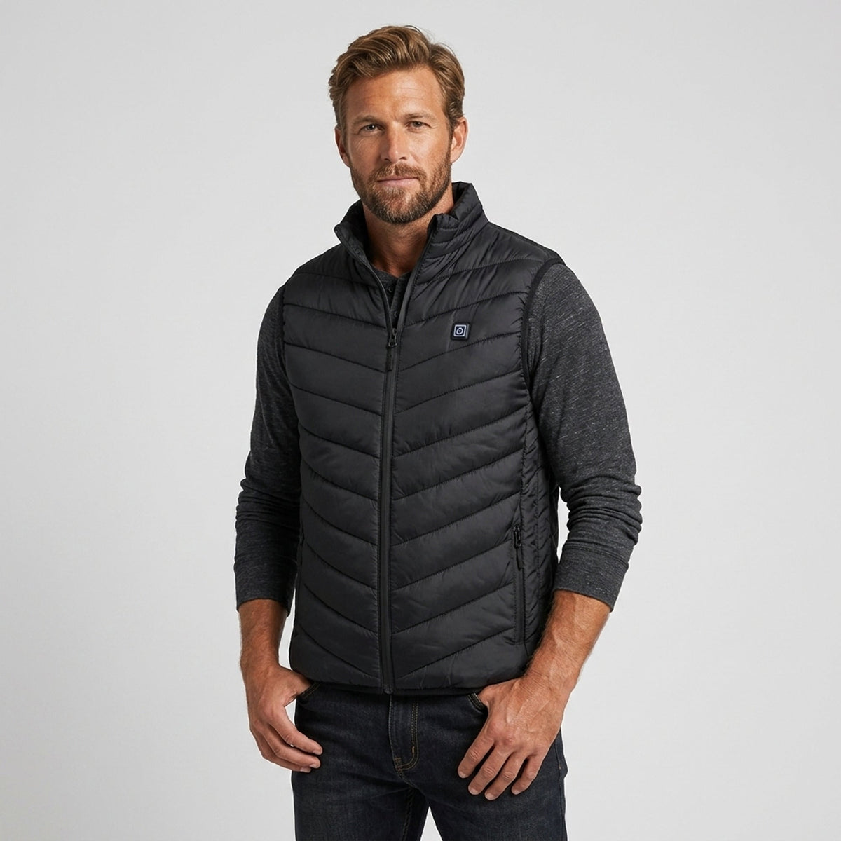 Heated Vest Men Puffer With USB Charging Stand Collar And Built-In Heating Zones