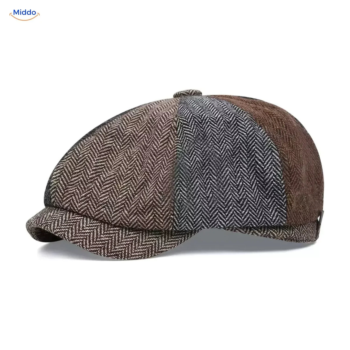 Retro 1920s 8-Panel Newsboy Cap for Men – Lightweight Foldable Driver Hat with Short Peak – One Size Casual Daily Flat Cap
