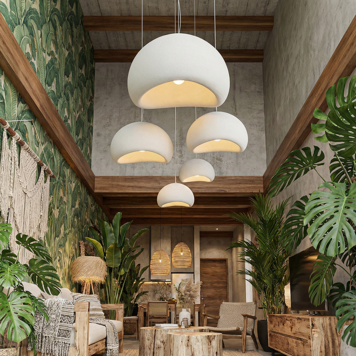 Plafondhanglamp minimalistisch Japans design HDPE glas ijzer bedraad voor eetkamer keukeneiland woonkamer slaapkamer modern | Thomler