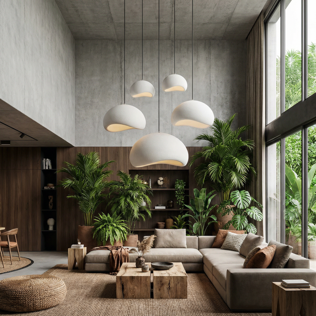 Ceiling Pendant Light Fixture Minimalist Japanese Design HDPE Glass Iron Hardwired for Dining Room Kitchen Island Living Room Bedroom Modern | Thomler