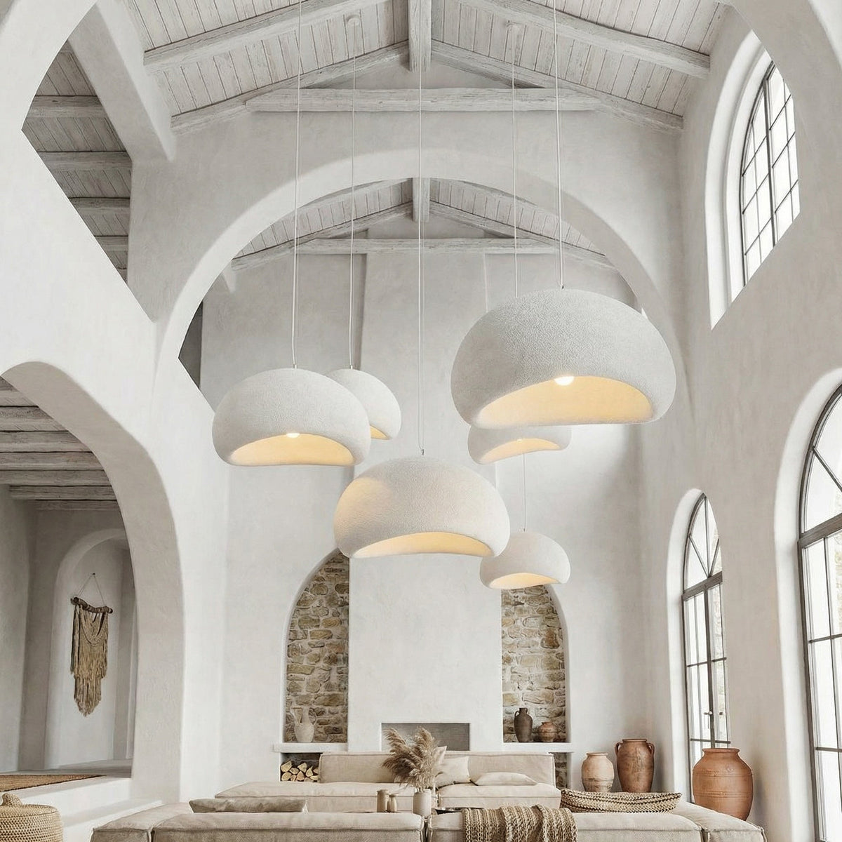 Ceiling Pendant Light Fixture Minimalist Japanese Design HDPE Glass Iron Hardwired for Dining Room Kitchen Island Living Room Bedroom Modern | Thomler