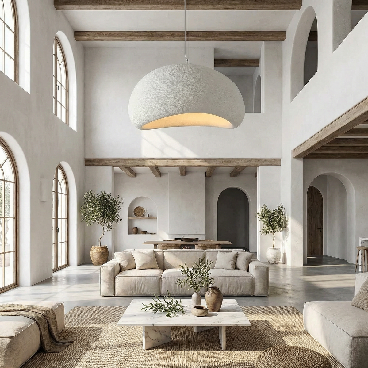 Ceiling Pendant Light Fixture Minimalist Japanese Design HDPE Glass Iron Hardwired for Dining Room Kitchen Island Living Room Bedroom Modern | Thomler