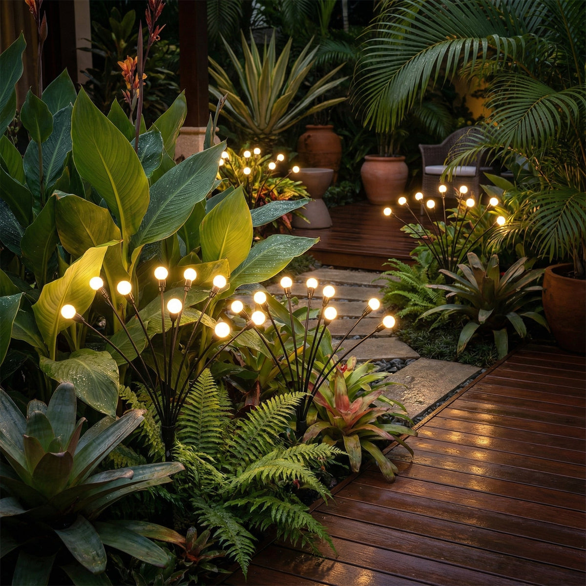 Swivel Solar LED Stake Lights 30 Inch Tall PVC Steel Pathway Garden Decor Automatic Dusk Dawn Sensor Weatherproof Outdoor Landscape Lighting | Thomler