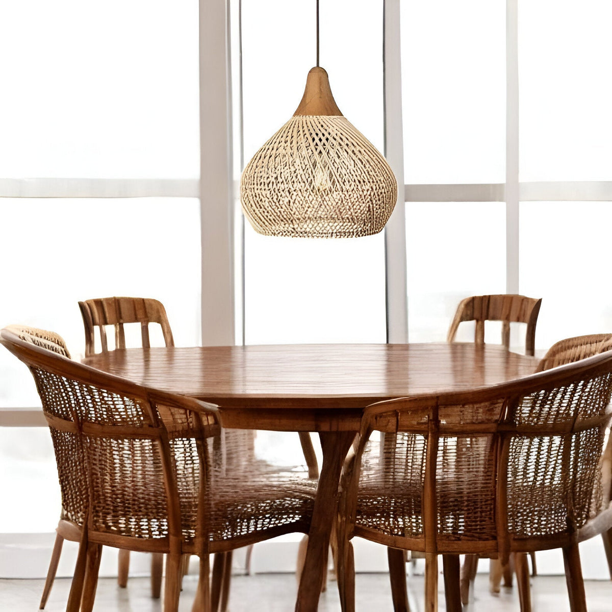Woven Wicker Ceiling Light 20 in Natural Fiber Shade for Kitchen Island Dining Room Overhead Boho Farmhouse Organic Texture Rope Hanging Fix | Thomler