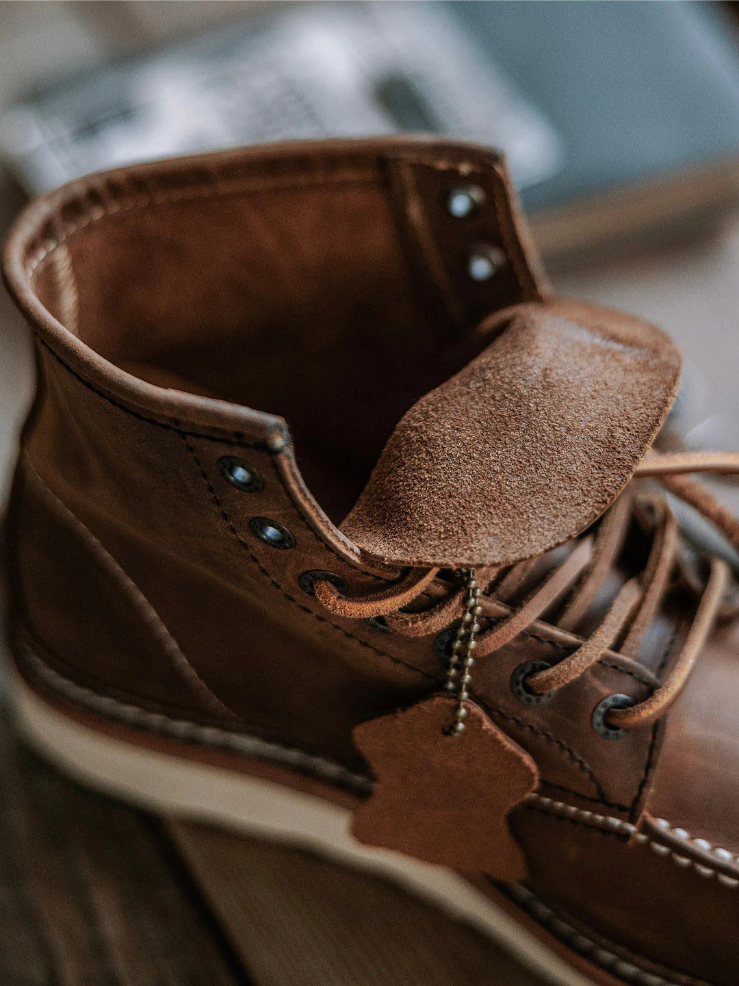 Heren werklaarzen van volnerfleer met mocassin-neus
