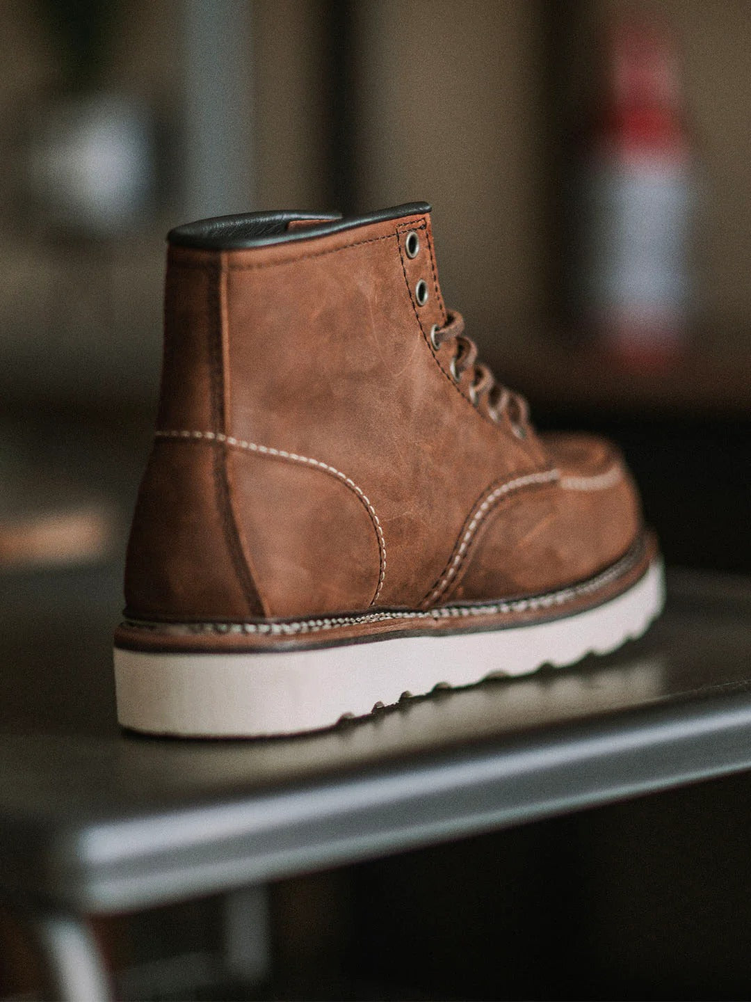 Heren werklaarzen van volnerfleer met mocassin-neus