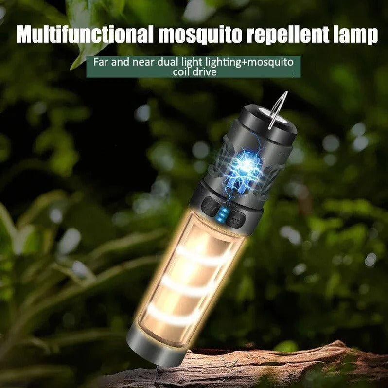 Buiten-muggenverjager met kampeerlamp