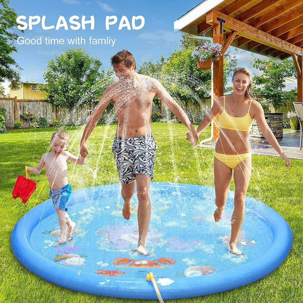 Tapete de juegos acuáticos para exteriores de 68 pulgadas con rociador ajustable y borde inflable