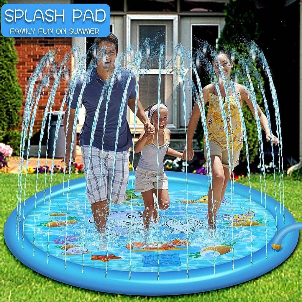 Tapete de juegos acuáticos para exteriores de 68 pulgadas con rociador ajustable y borde inflable