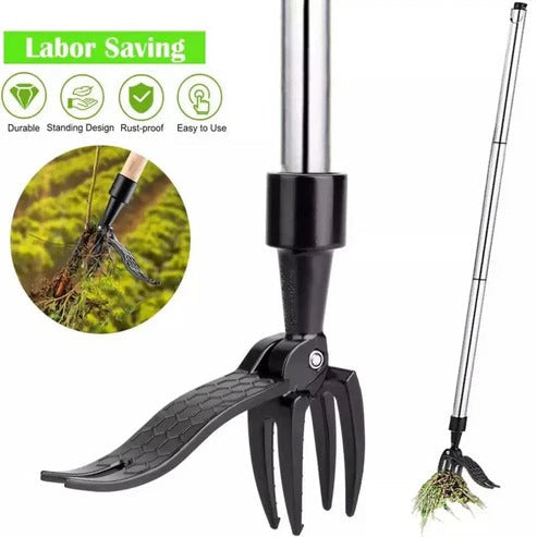Herramienta para quitar malezas de pie con mango largo