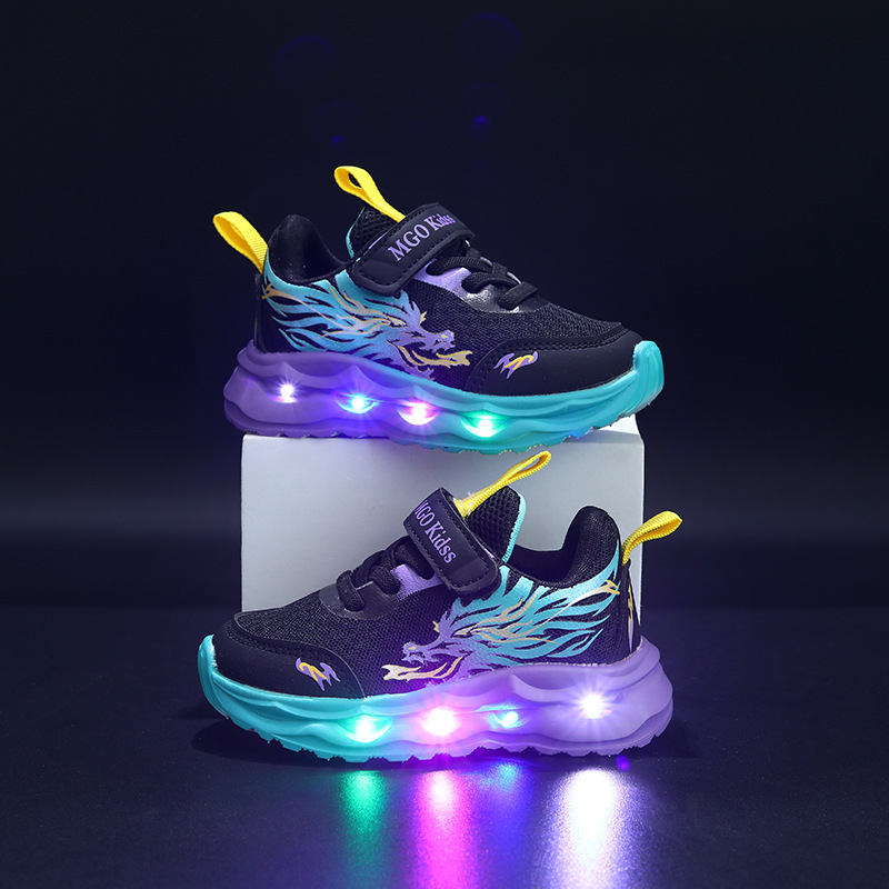 Light-Up Sneakers for Kids with Hook-and-Loop Strap & Flexible Sole – Boys & Girls Athletic Footwear for School, Sports & Outdoor Adventures | Thomler
