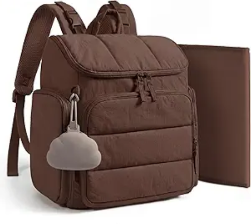 Wickelrucksack mit isolierten Flaschenfächern und Befestigungsschlaufen für den Kinderwagen