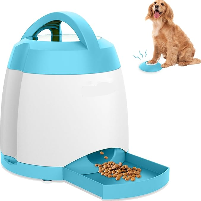 Dispensador de premios para perros con botón remoto chirriante y porciones ajustables