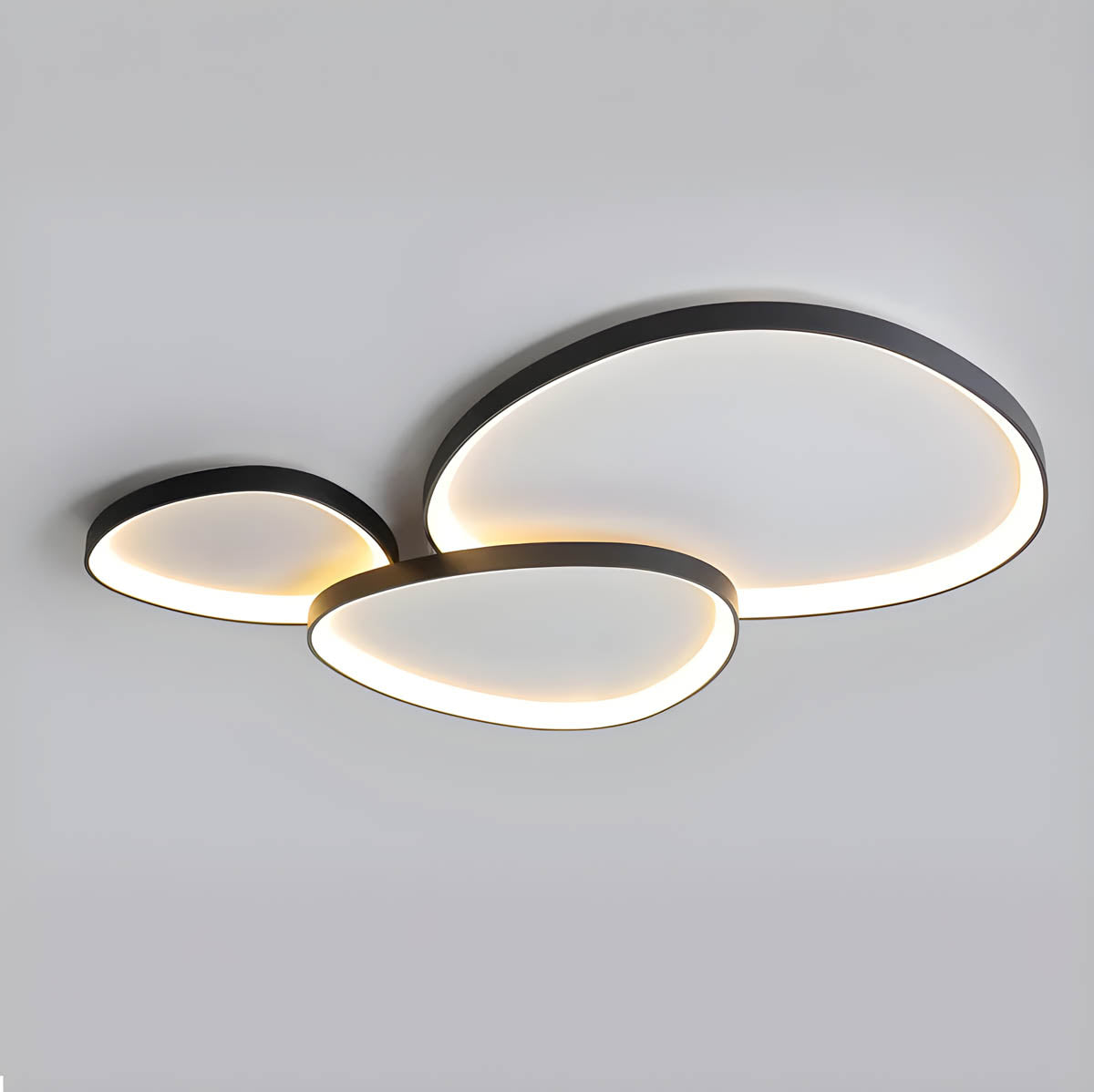 LED Flush Mount Light Fixture 35 in Iron Wave Design Dimmable for Bedroom Living Room Dining Hall Black White Modern Semi-Flush Ceiling Ligh | Thomler