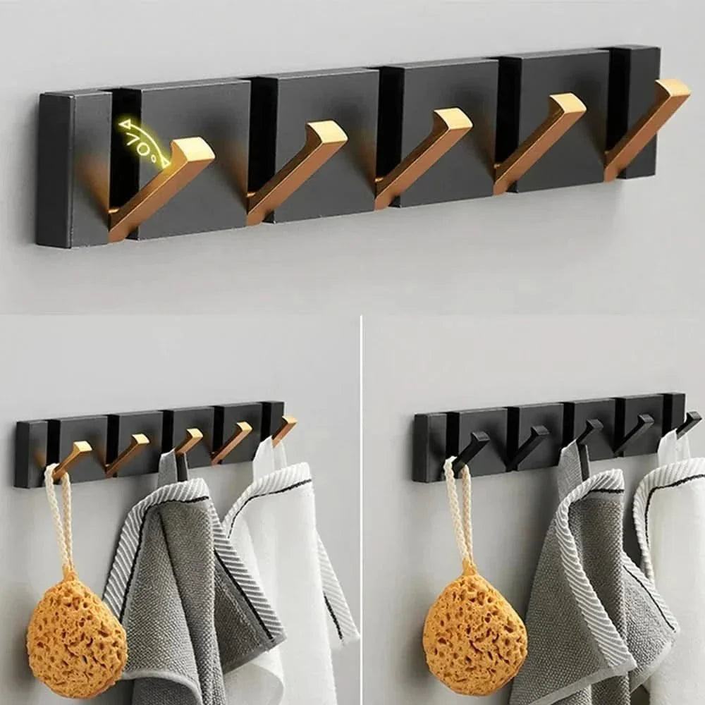 Opklapbare aluminium organizerhanger voor hal, slaapkamer, keuken, kledingkast, uitschuifbaar ophangsysteem met meerdere posities voor kleding, linnengoed, accessoires | Thomler