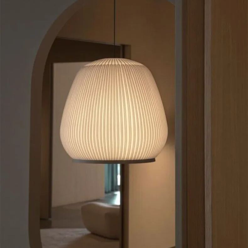 Geribbelde Lycra Hanglamp – 18 inch Ronde Dimmbare LED Plafondpendel voor Kookeiland, Eettafel & Moderne Woonruimtes | Thomler