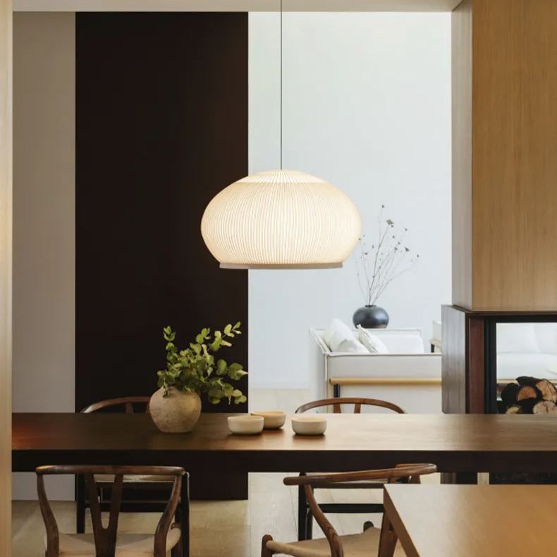 Geribbelde Lycra Hanglamp – 18 inch Ronde Dimmbare LED Plafondpendel voor Kookeiland, Eettafel & Moderne Woonruimtes | Thomler