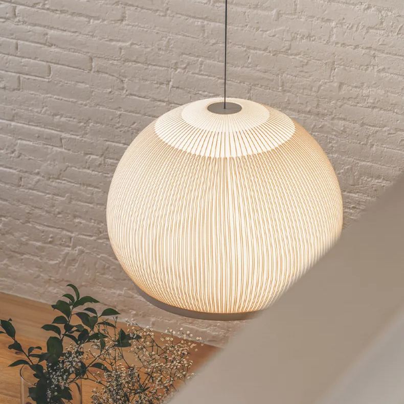 Geribbelde Lycra Hanglamp – 18 inch Ronde Dimmbare LED Plafondpendel voor Kookeiland, Eettafel & Moderne Woonruimtes | Thomler