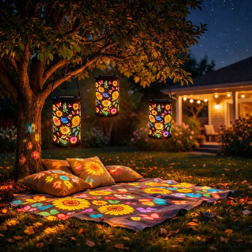 Decorative Solar Lantern with Floral Cutout Design for Patio & Garden Pathway Lighting | Thomler