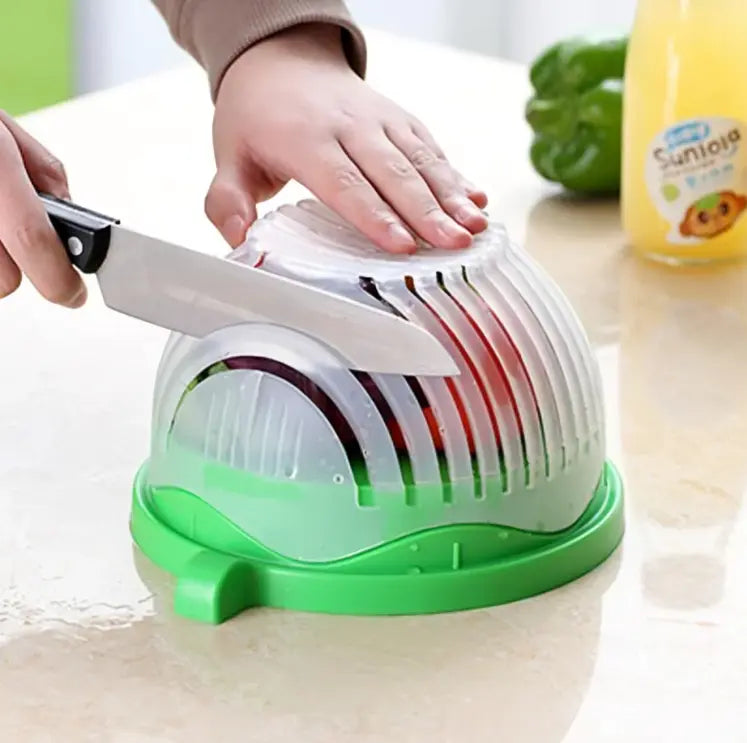Groentesnijder met ingebouwde zeef voor snelle maaltijdbereiding - Keukenhulp voor salades, dubbele functie voor snijden en afgieten | Thomler