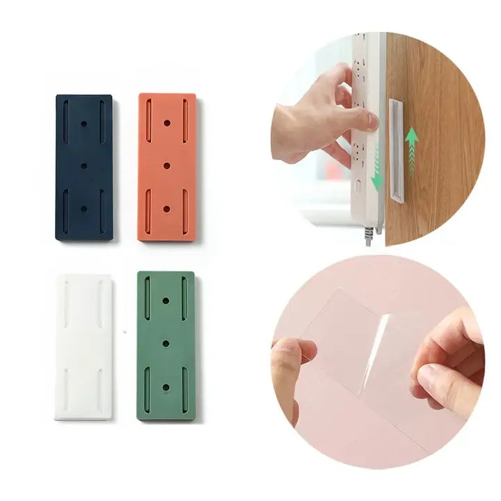 Selbstklebende Wandhalterungen für Steckdosenleisten & Router - Klebe-Kabelorganizer - 10er-Set für Homeoffice & Küche