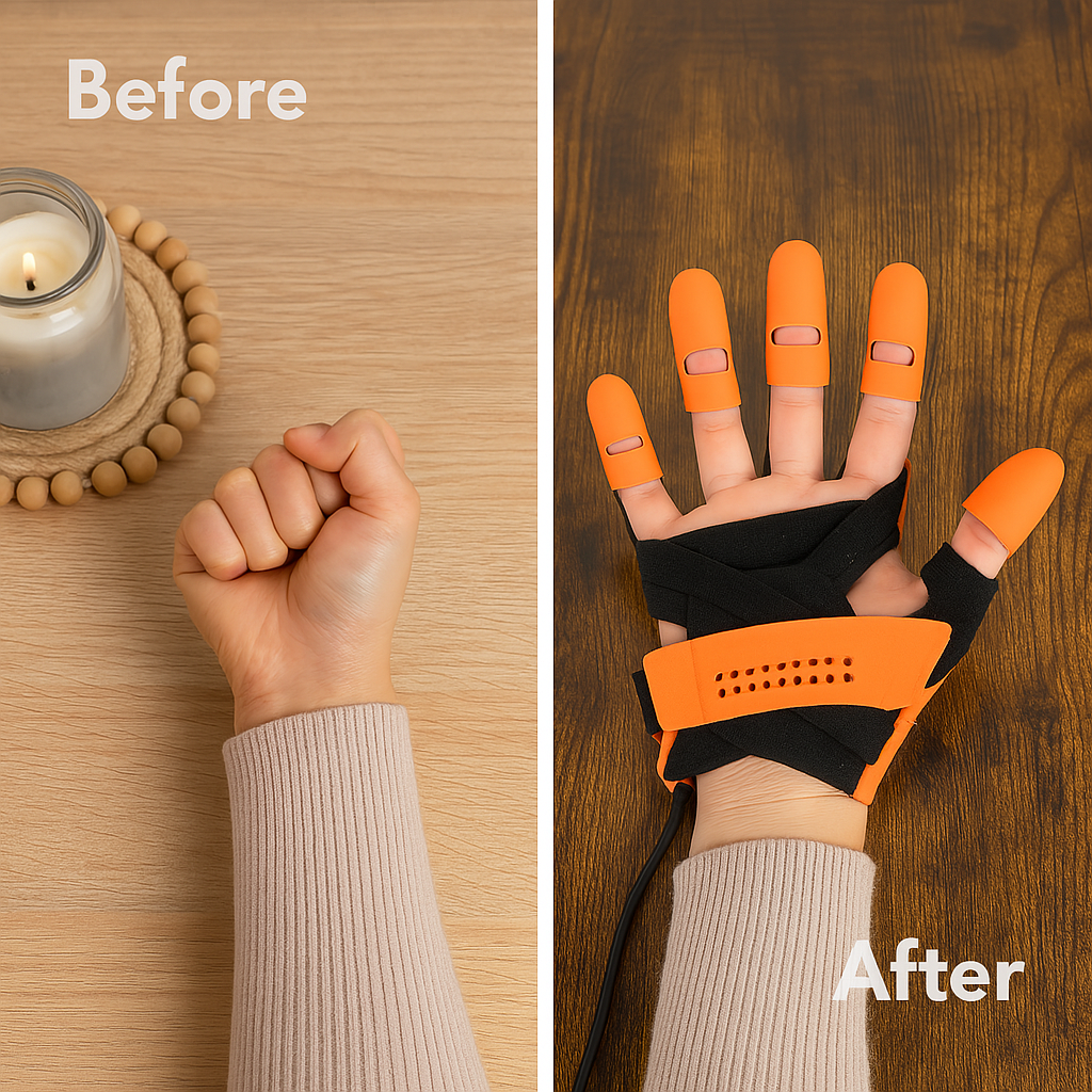 Aangedreven handtherapiehandschoenen revalidatiesysteem voor beroerte, artritis, zenuwletsel, ondersteuning bij mobiliteitstraining en fysiotherapie voor thuis