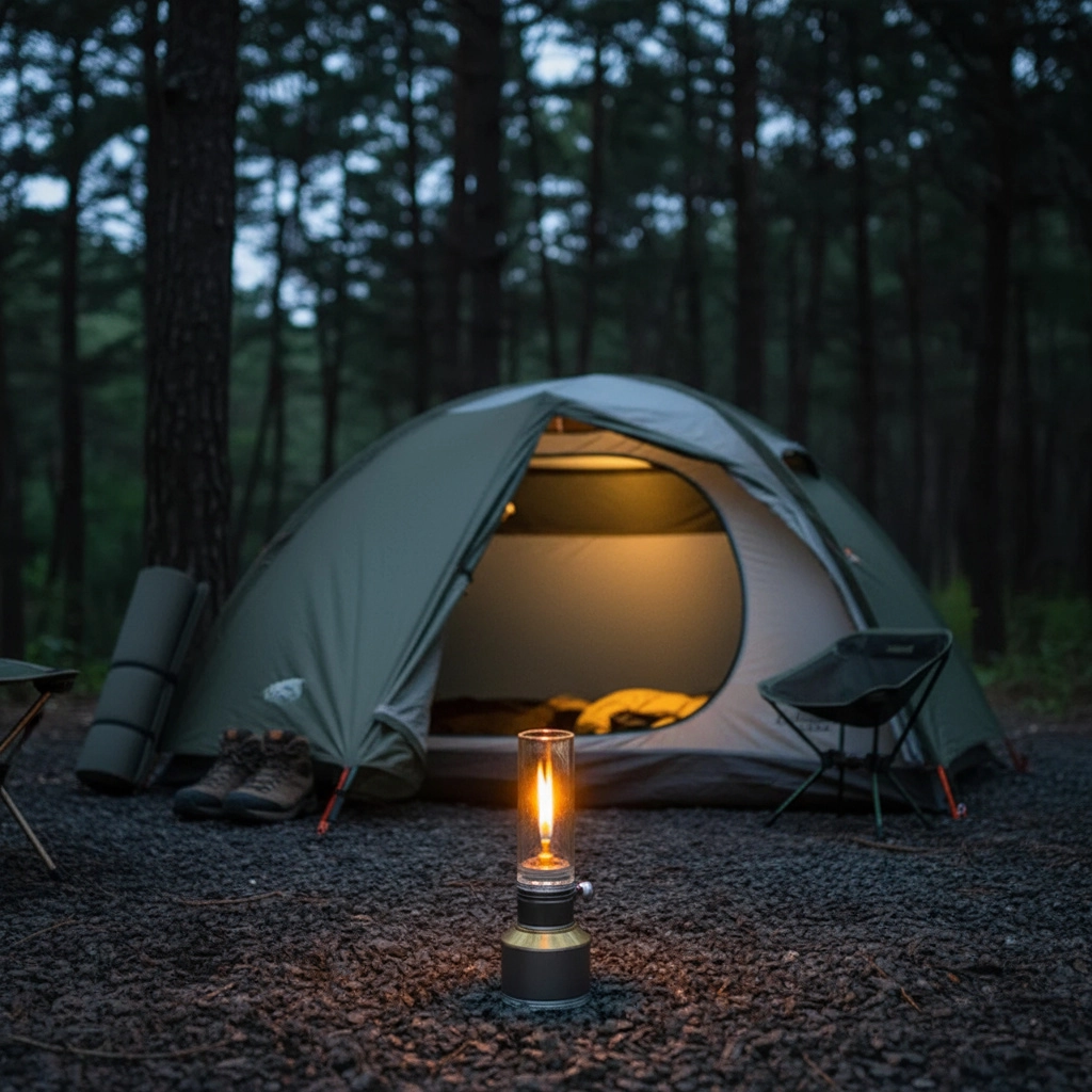 Butaan gaslantaarn aluminium draagbare buitenlamp kamperen wandelen backpacken instelbare vlam handmatige ontsteking vintage design reisuitrusting Em | Thomler