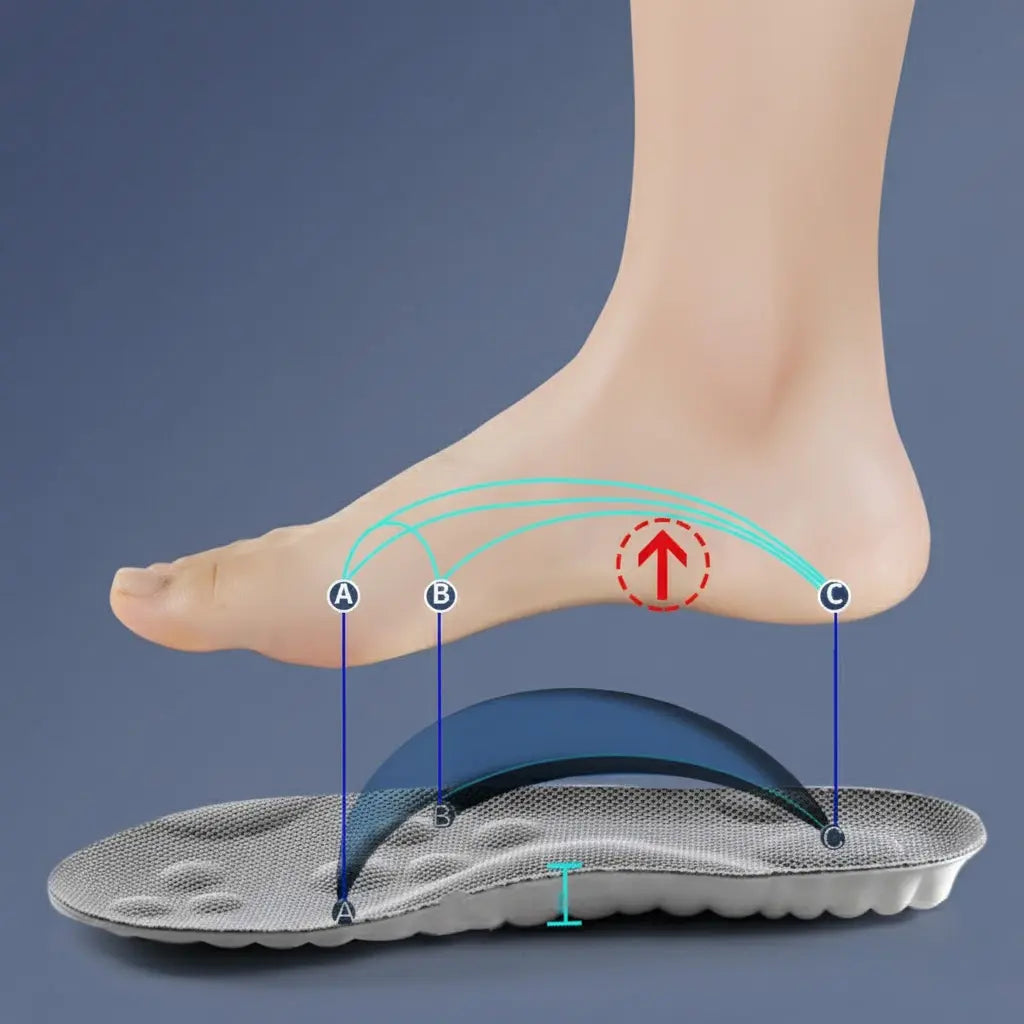 Gedempte inlegzolen met hielbescherming voor sneakers, laarzen en werkschoenen, voor de hele dag comfort, ondersteuning van de voetboog, pijnverlichting en ademende schoeninzetstukken | Thomler