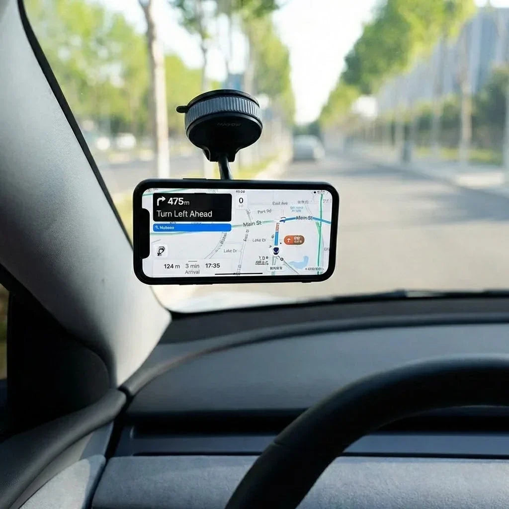 Kfz-Handyhalterung für Armaturenbrett und Windschutzscheibe mit starkem Saugnapf & 360°-Gelenk für iPhone, Android, GPS