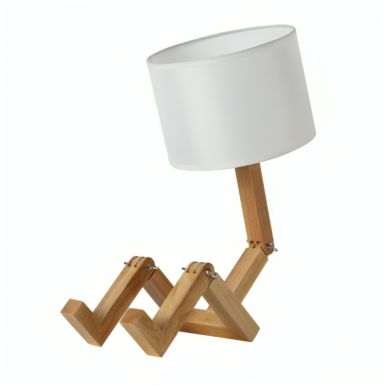 Houten bureaulamp met opbergplank 43 cm verstelbaar leeslicht voor nachtkastje kantoor slaapkamer wit natuurlijke houtafwerking E27 | Thomler