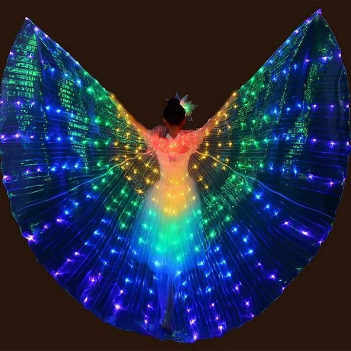 Schmetterlingsflügel mit mehrfarbigen LED-Rändern und verstellbarem Tragesystem, 60–90 cm Flügelspannweite