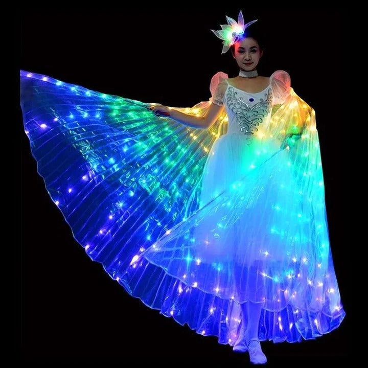 Schmetterlingsflügel mit mehrfarbigen LED-Rändern und verstellbarem Tragesystem, 60–90 cm Flügelspannweite