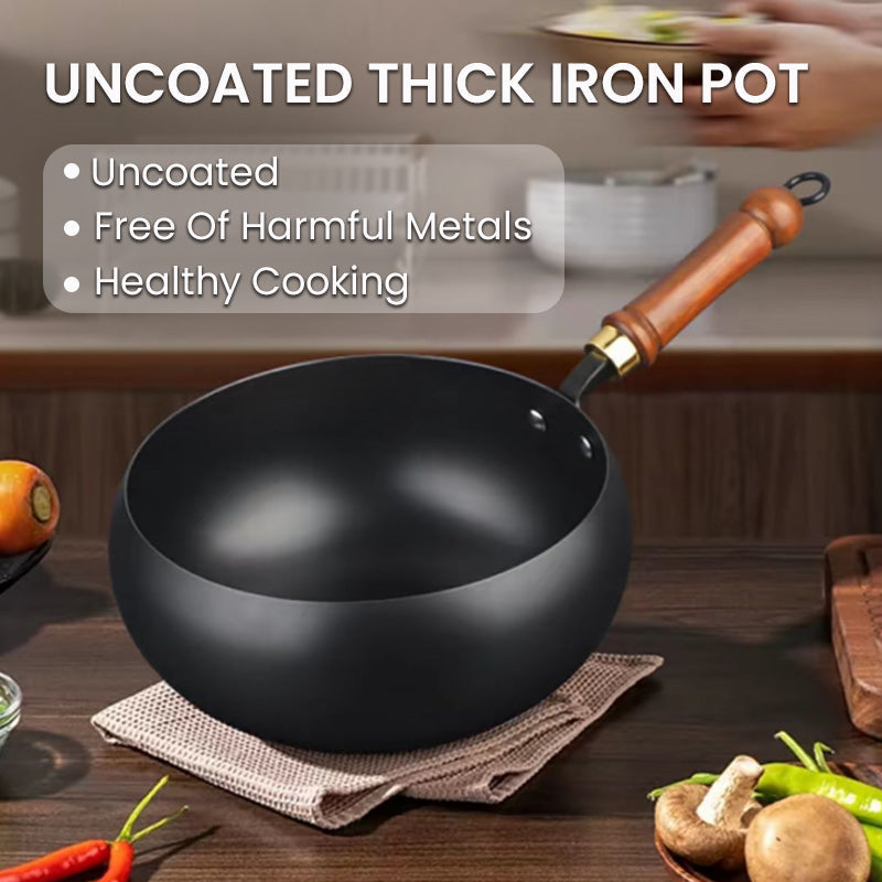 Heavy-Duty Iron Skillet Pan 12 in Diameter for High-Heat Cooking & Searing Asian Dishes on Gas Induction Stovetops | Thomler