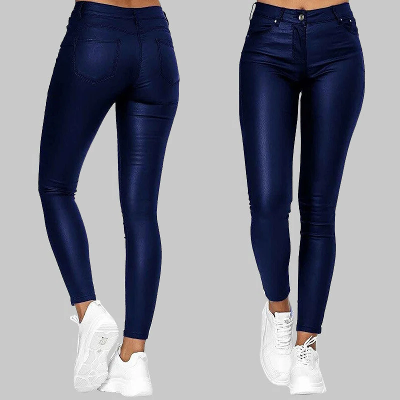 Pantalones ajustados de cuero
