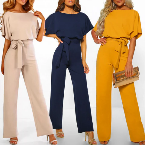 Dunkelblauer, figurbetonter Jumpsuit aus Baumwoll-Polyester-Mischgewebe, maschinenwaschbar