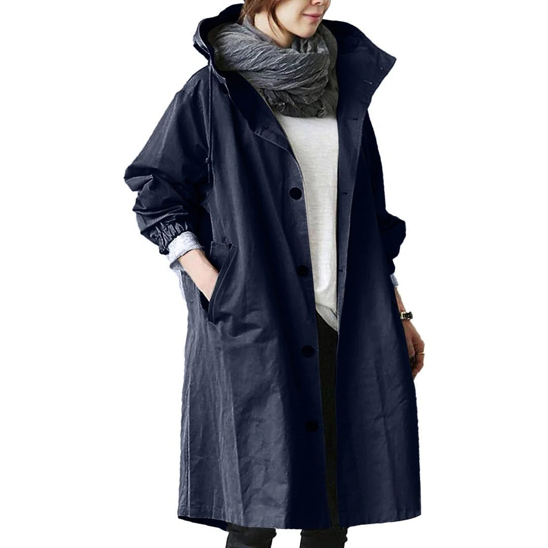 Langer wasserdichter Regenmantel für Damen