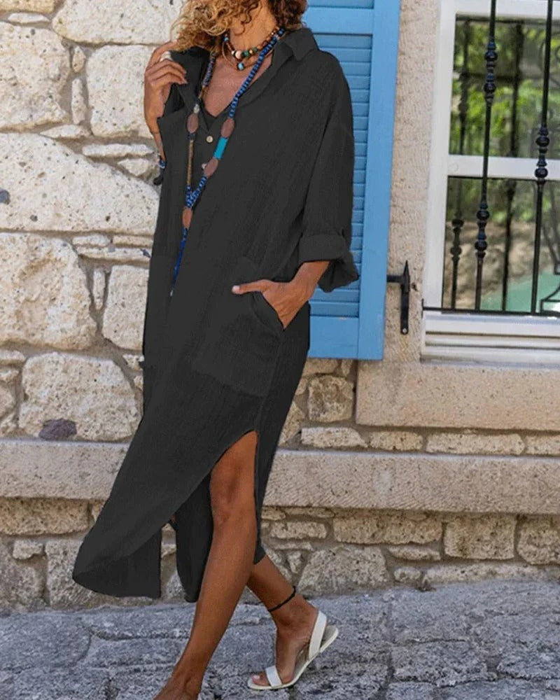 Damen-Leinenkleid